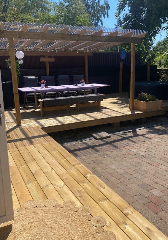 Overdækket træterrasse Overdækket træterrasse